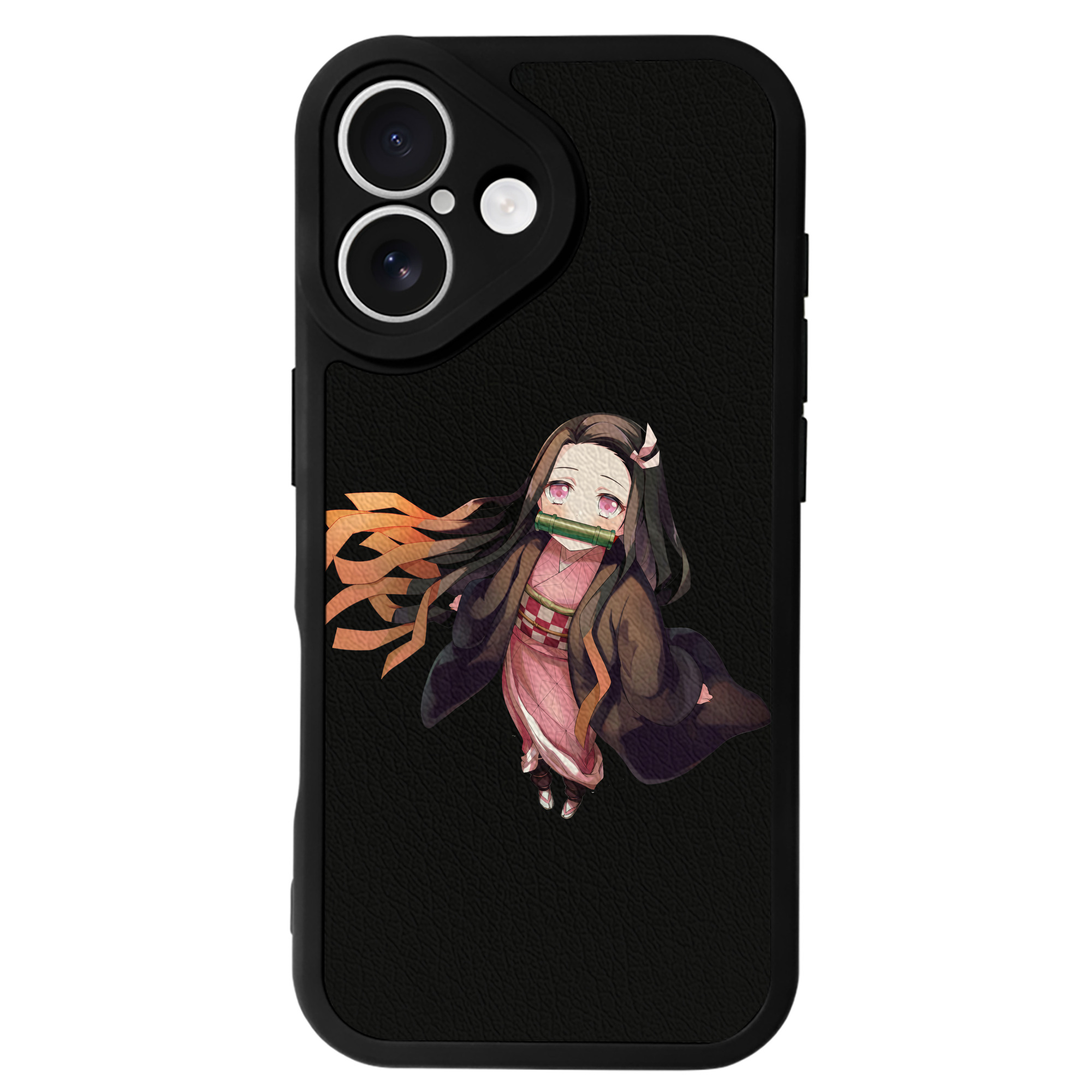 （画像用） 鬼滅の刃（きめつのやいば）竈門 禰󠄀豆子／かまど ねずこ Kamado Nezuko 【iPhone 16シリーズ対応】シリコンスマホケース（レザー調） 材質：シリコン